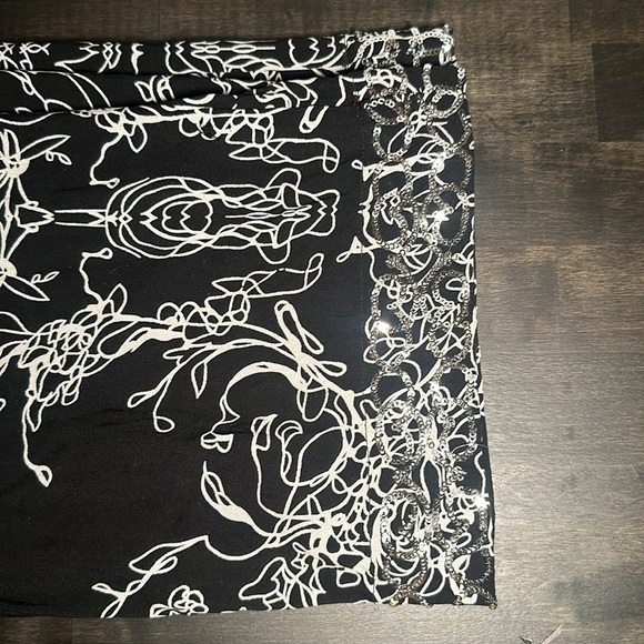 Soft Surroundings Fold Over Waist Abstract Print Sequined Cuff Pull On Pants Sm - Picture 6 of 8